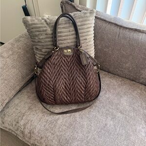 Coach Madison Dark Brown Textured Shoulder Bag 70th Anniversary with dust bag